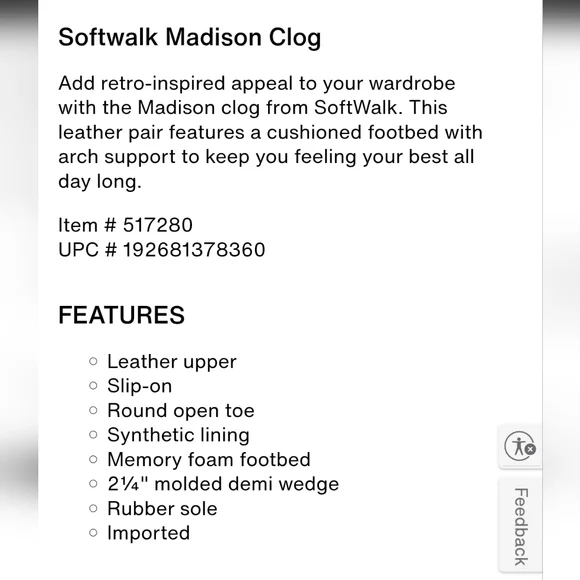 SoftWalk Madison Brown Leather Coshioned Footbed Arch Support Women's Clogs 10M - Picture 12 of 12